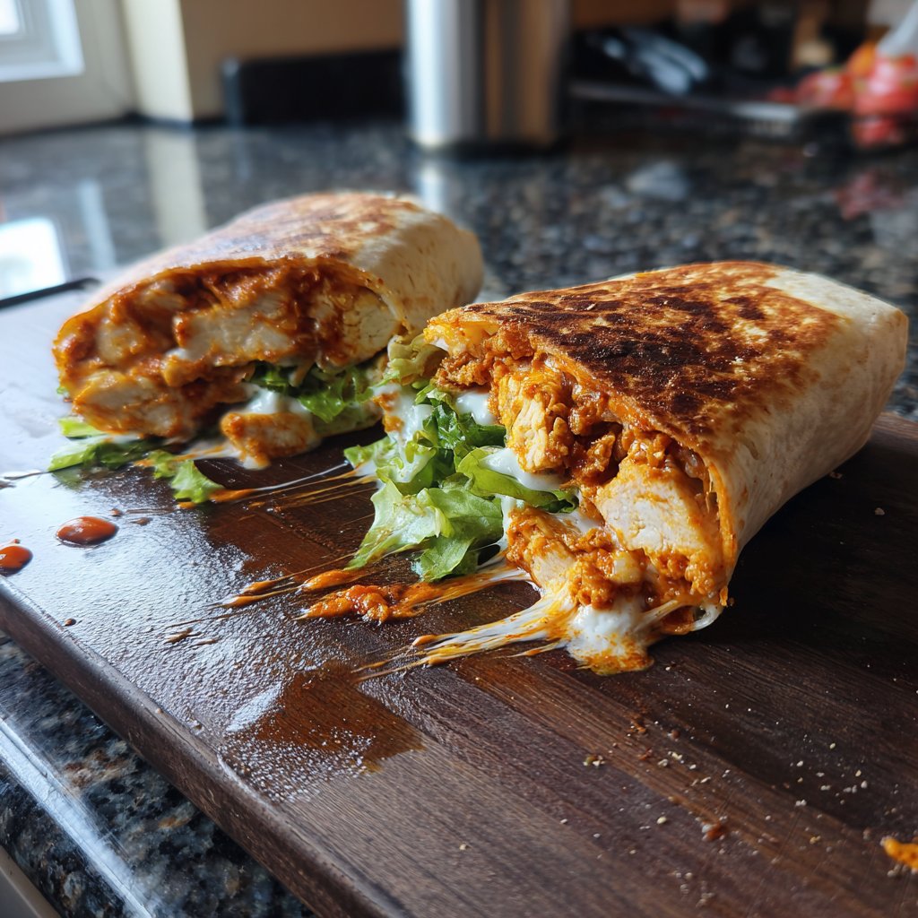 Buffalo Air Fryer Chicken Mozzarella Wrap