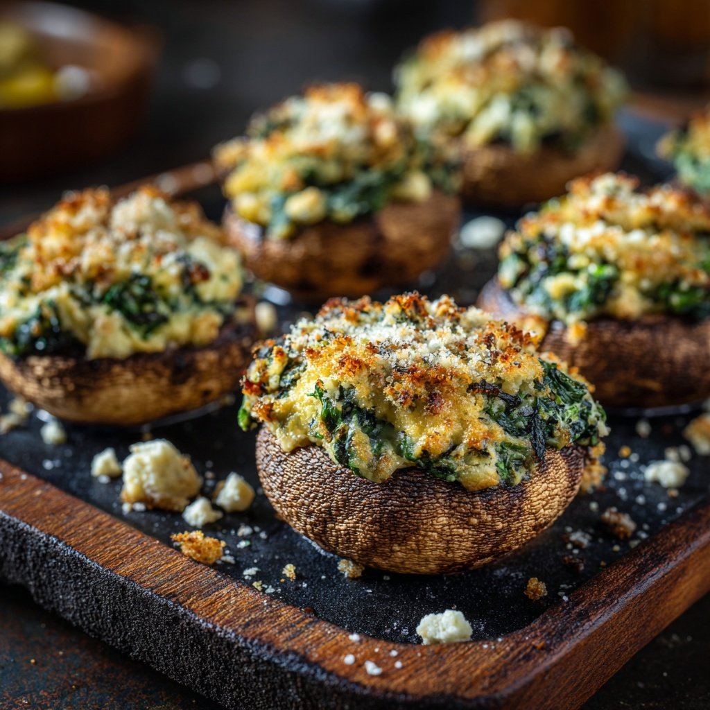 Spinach Feta Stuffed Mushrooms